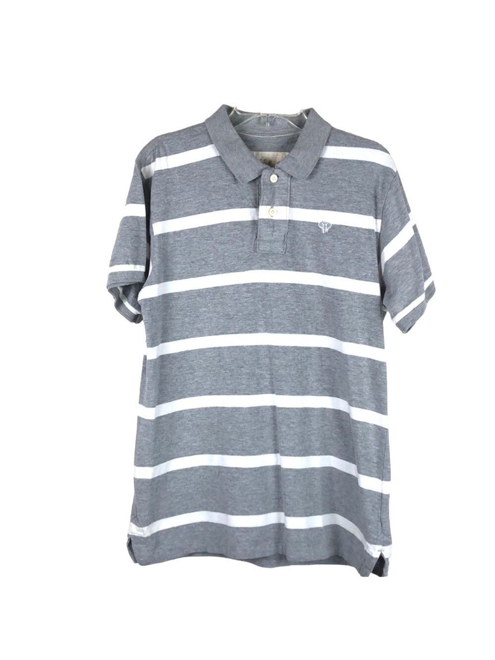 Euc-ditch Plains Gray/White Striped, Short Sleeve Polo Shirt Size Medium